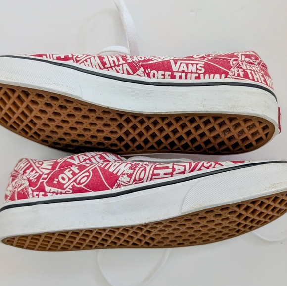 VANS "Off The Wall" Graphic Red and White Skateboard Sneakers For Kids - Picture 5 of 10
